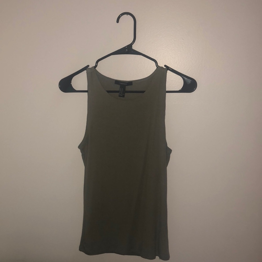 Olive green ribbed tank